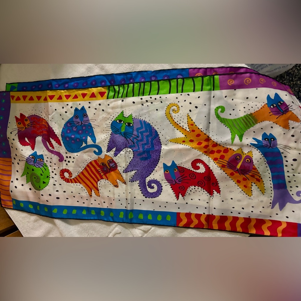 silk Colorful Cat  Scarf